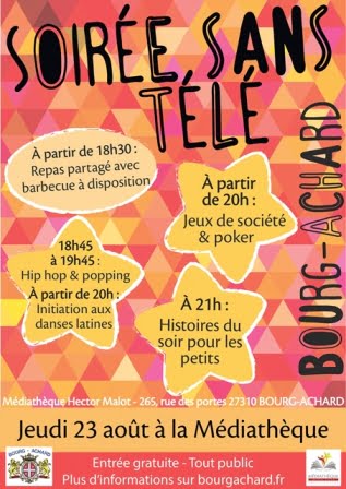 Soirée sans télévision le 23 août à Bourg Achard