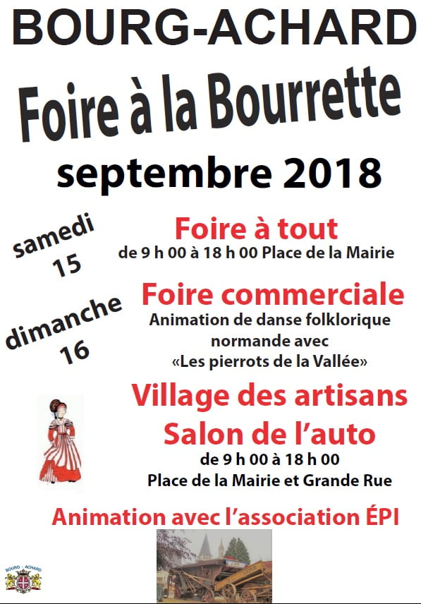 Foire à la Bourrette les 15 et 16 septembre 2018 à Bourg Achard
