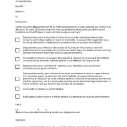 Nouvelle attestation de déplacement dérogatoire