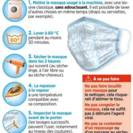 Informations utiles concernant le port et l’entretien des masques lavables
