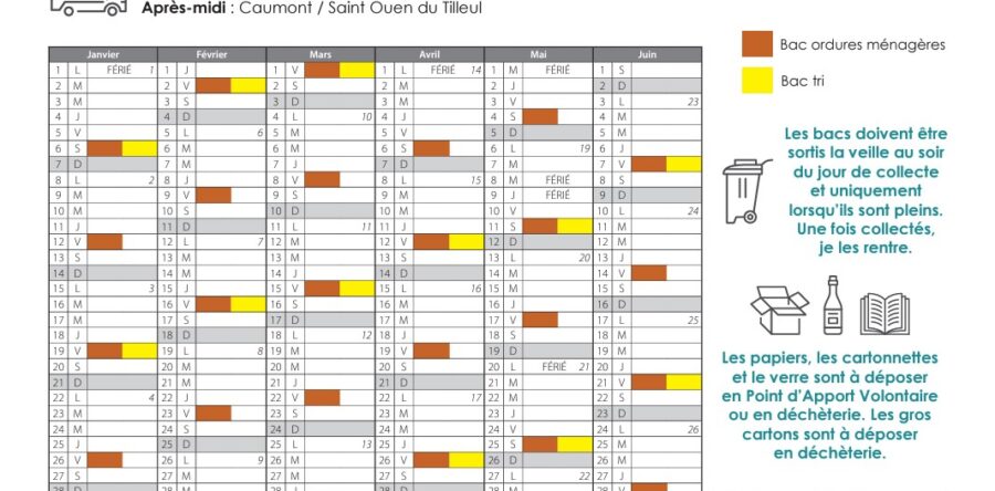 Calendrier des collectes des déchets 2024