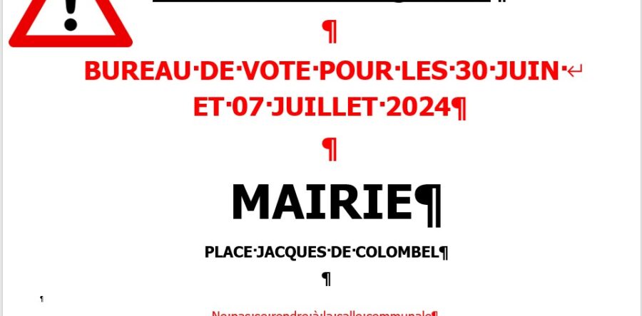 Bureau de vote pour le 07 juillet