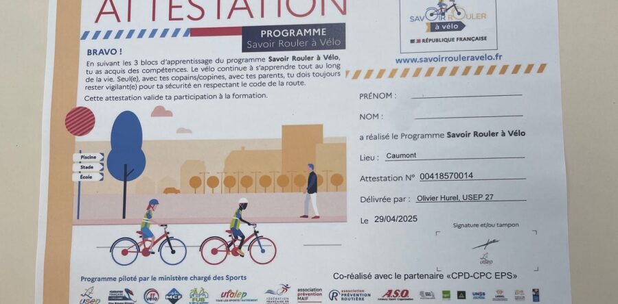 Les élèves de Mme Palvic ont suivi le programme “Savoir rouler à vélo”